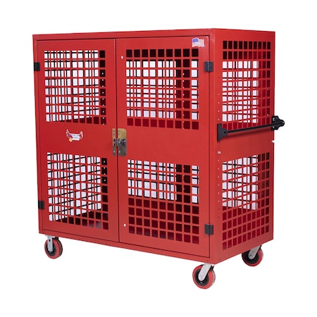 American Hawk Industrial Security Cart 60'' W x 25'' D x 54'' H - Locking Utility Cart With Adjustable Shelf AH1551RED
